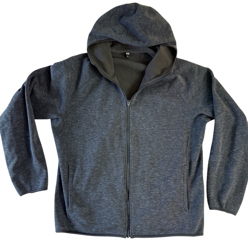 Uniqlo XL Gray Full Zip Hoodie Lightweight Athletic Pockets